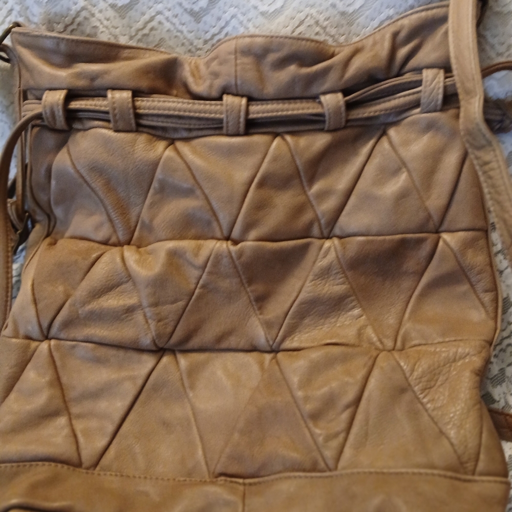 Vintage Patchwork Leather Drawstring Crossbody Sh… - image 7